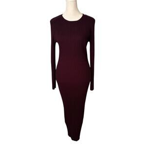 Jason Wu dark purple knit long sleeve midi sweater dress size XL